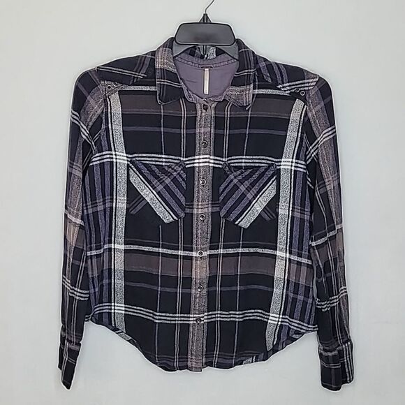 Free People Button Down Flannel Shirt Size XS - Picture 1 of 8